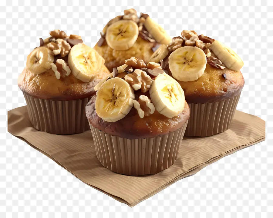 Muffins à La Banane Et Aux Noix，Muffins PNG