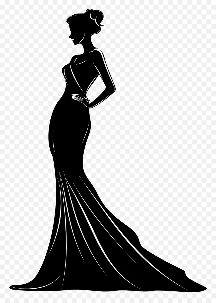 Silhouette De Femme élégante，Robe Noire PNG