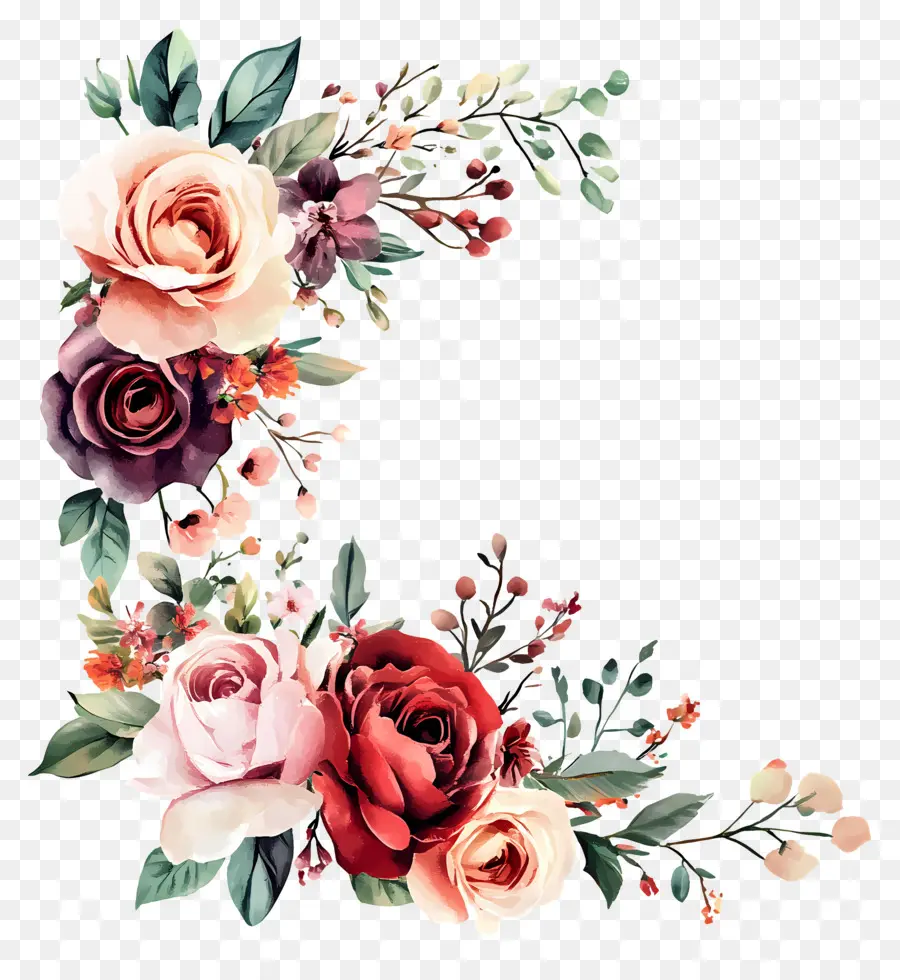 Coin Mariage，Coin Floral PNG