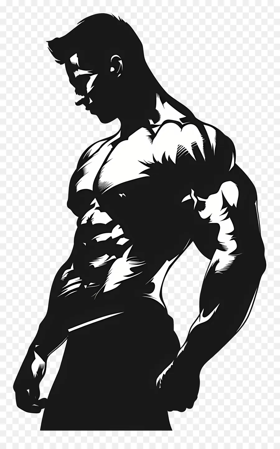 Silhouette D'homme Musclé，Silhouette PNG