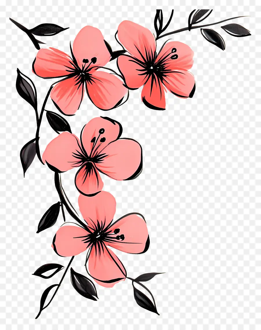 Coin Rose，Fleurs PNG