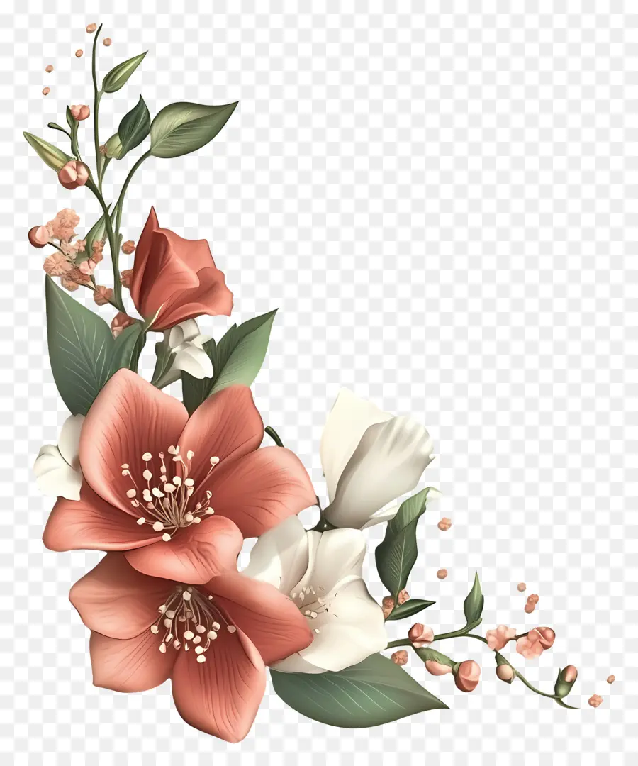 Coin Fleuri，Composition Florale PNG