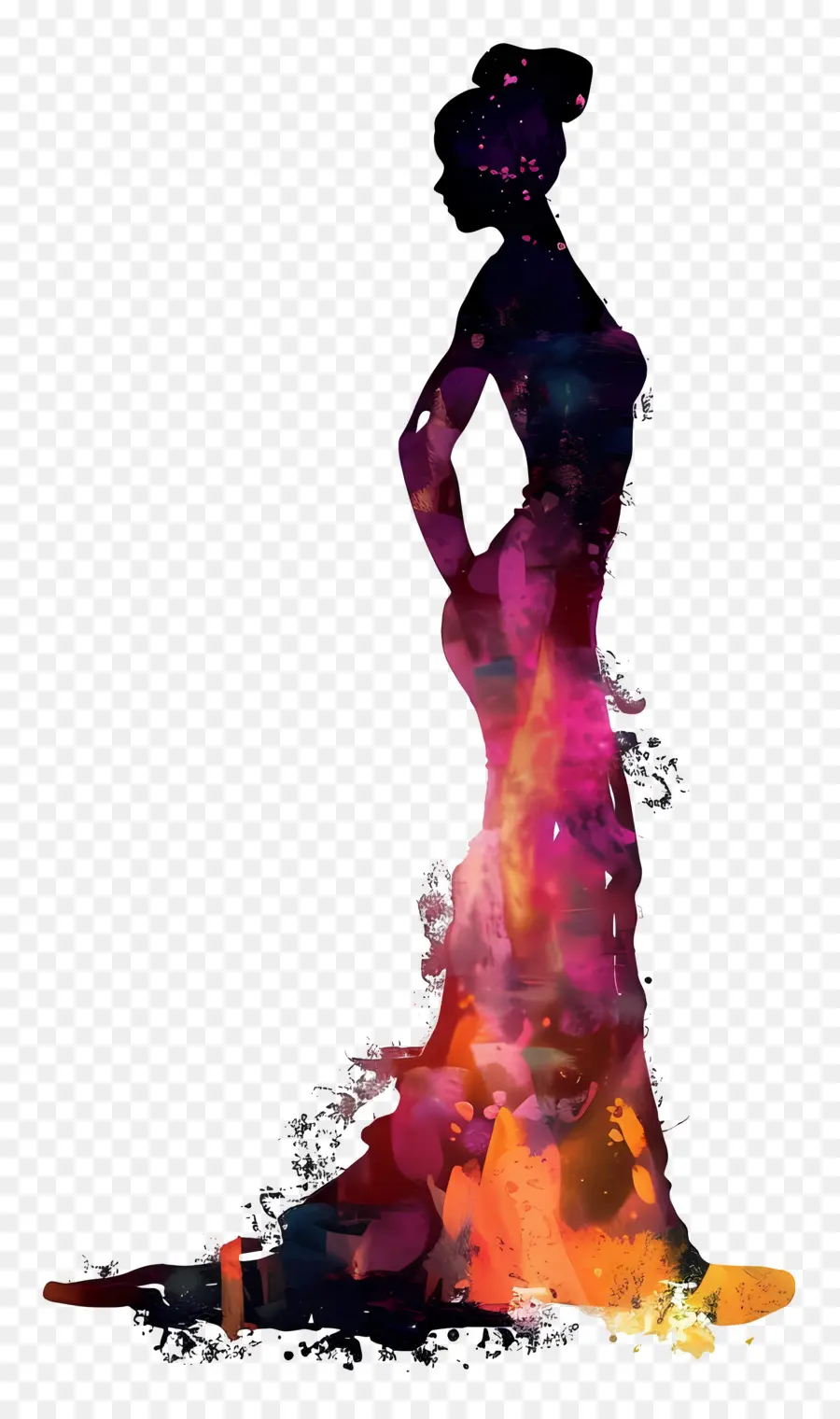 Silhouette De Femme Debout，Femme Silhouette PNG