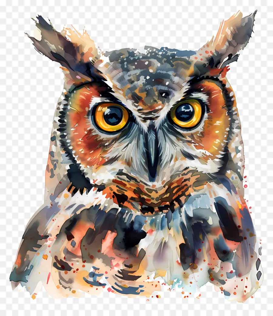 Chouette Aquarelle，Hibou PNG