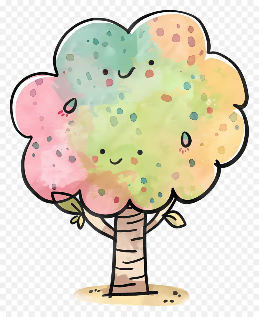 Arbre De Dessin Animé Mignon，Arbre Coloré PNG