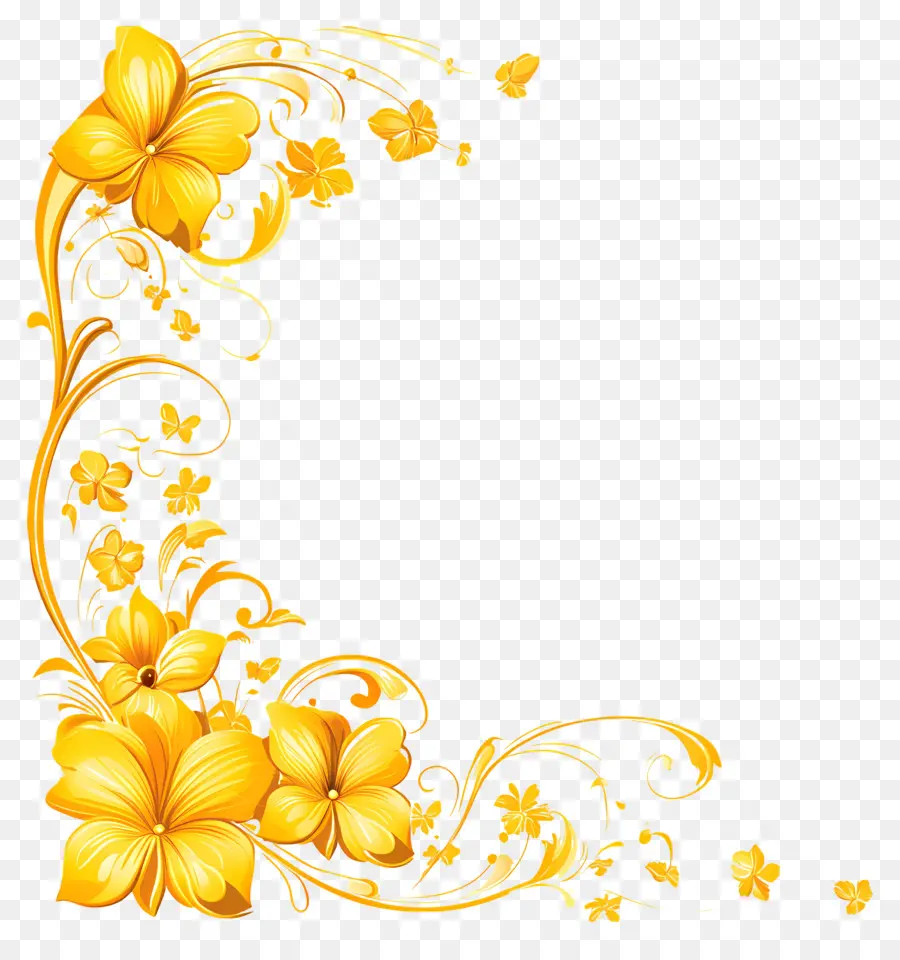 Coin，Fleurs Jaunes PNG