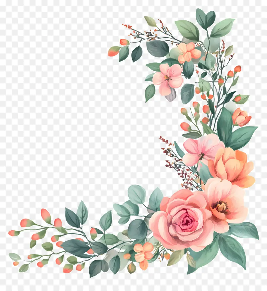 Coin Mariage，Coin Floral PNG