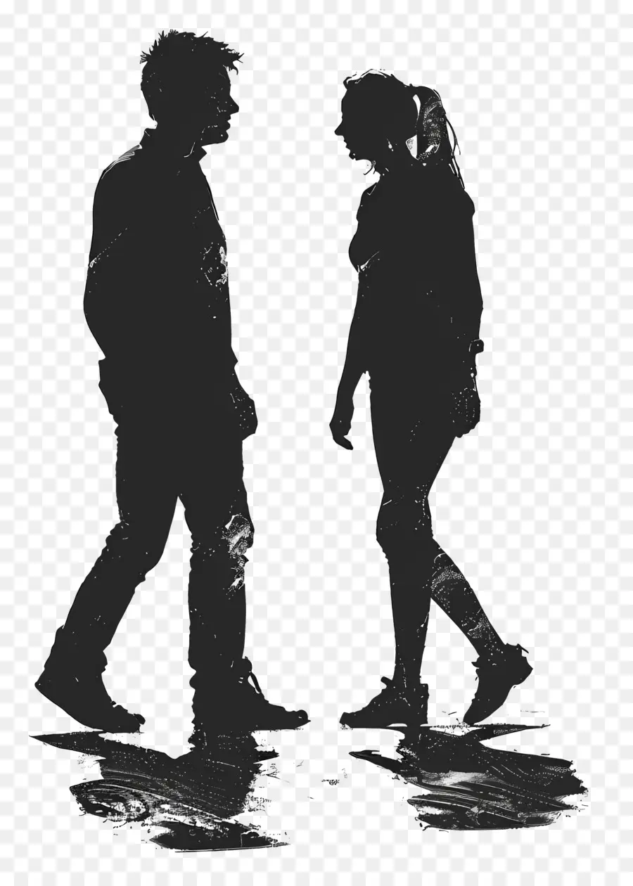 Silhouette De Gens Qui Marchent，Couple PNG