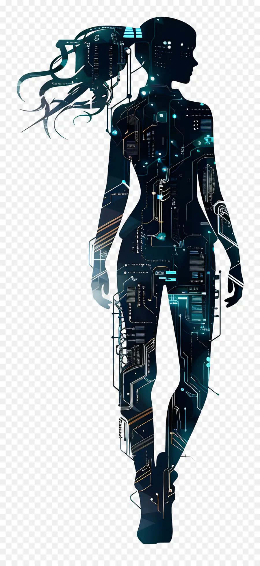 Silhouette De Femme Debout，Silhouette De Femme Futuriste PNG