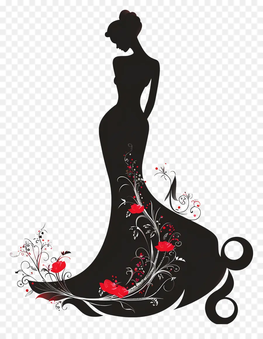 Silhouette De Femme élégante，Femme En Robe PNG