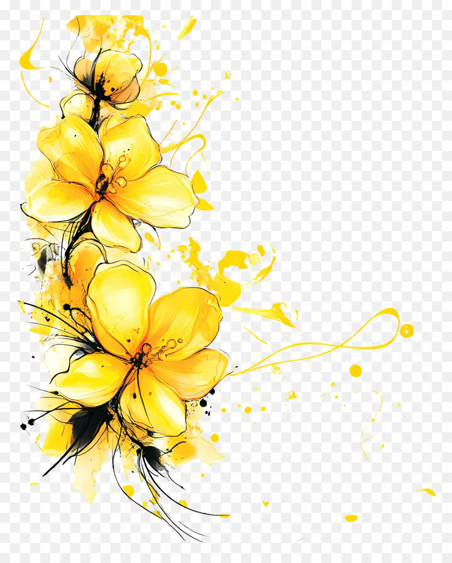 Coin，Fleurs Jaunes PNG