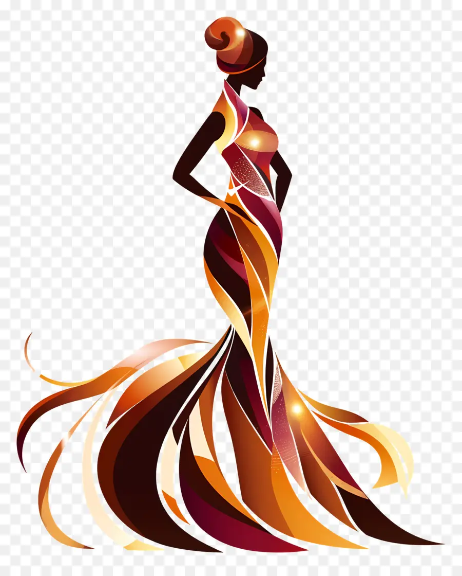 Silhouette De Femme élégante，Femme élégante En Robe PNG