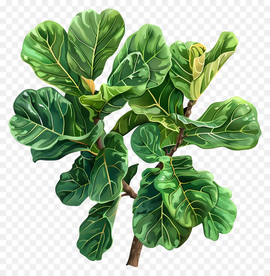 Ficus Lyrata，Feuilles Vertes PNG