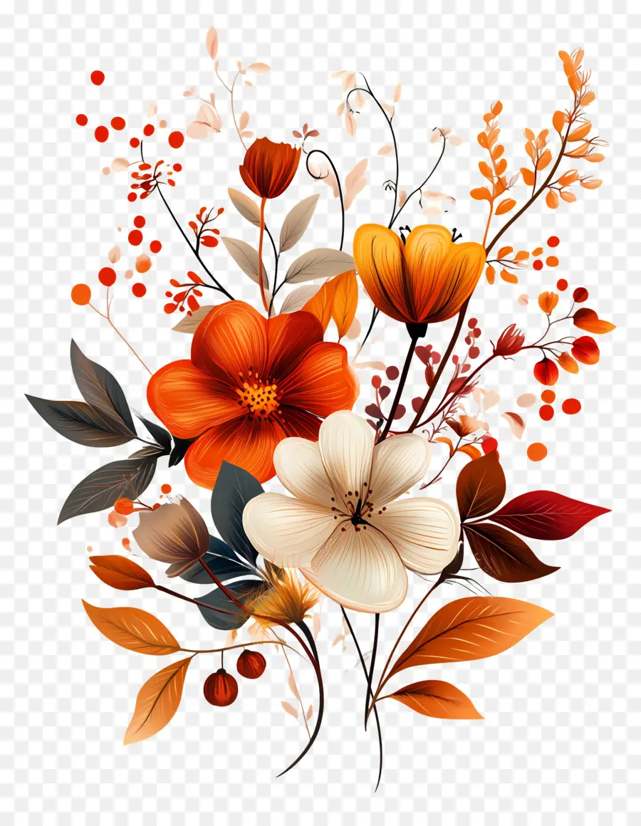 Fleurs D'automne，Fleurs Colorées PNG