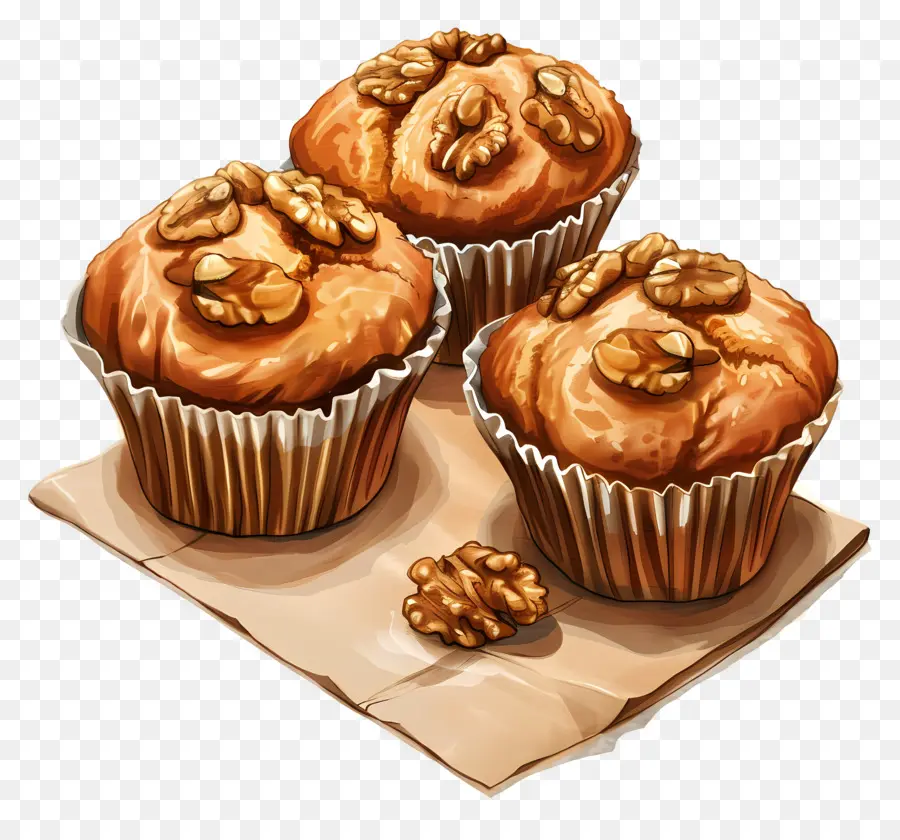 Muffins Aux Bananes Et Aux Noix，Muffins PNG