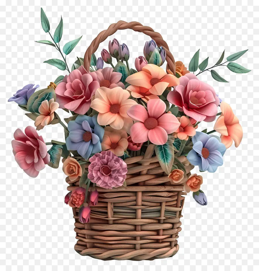 Fleurs Dans Un Panier，Panier De Fleurs PNG