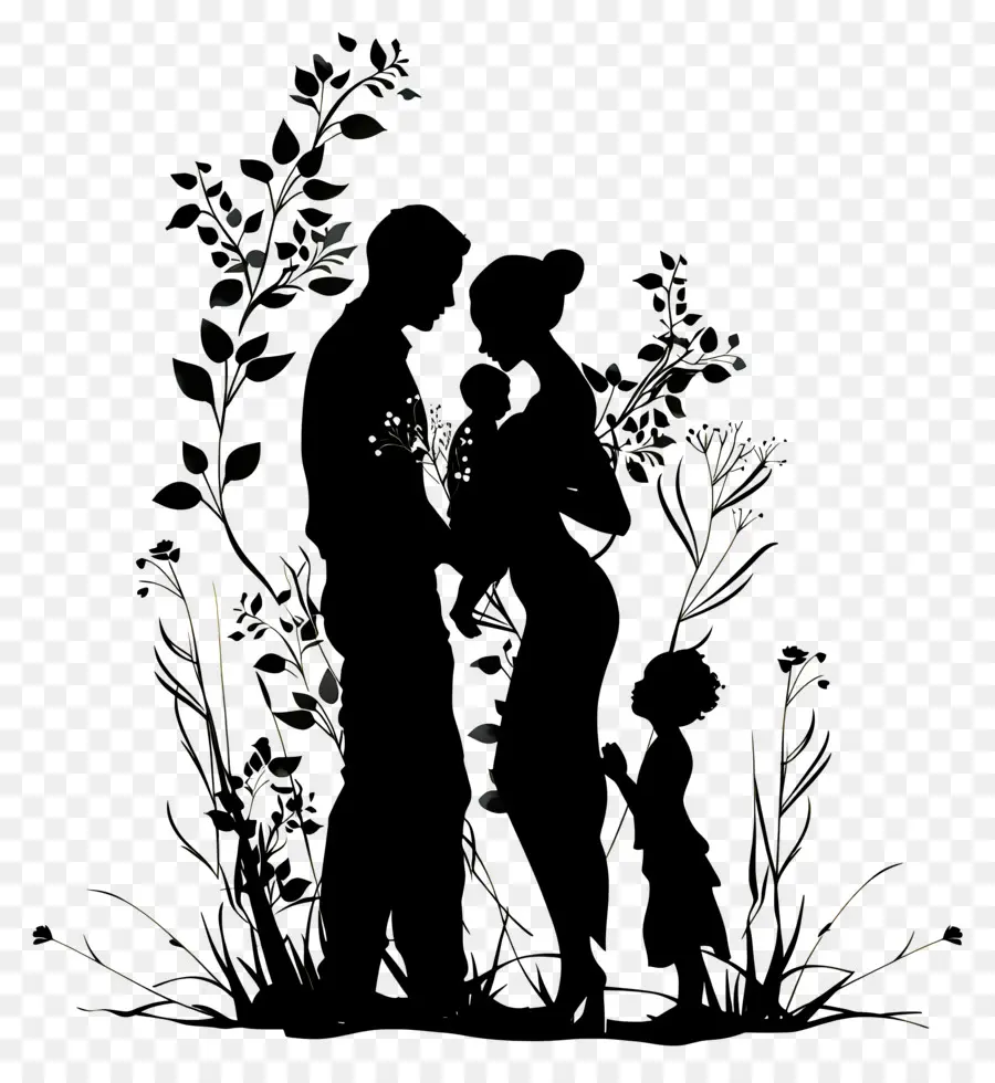 Silhouette De Gens De Famille，Famille Silhouette PNG