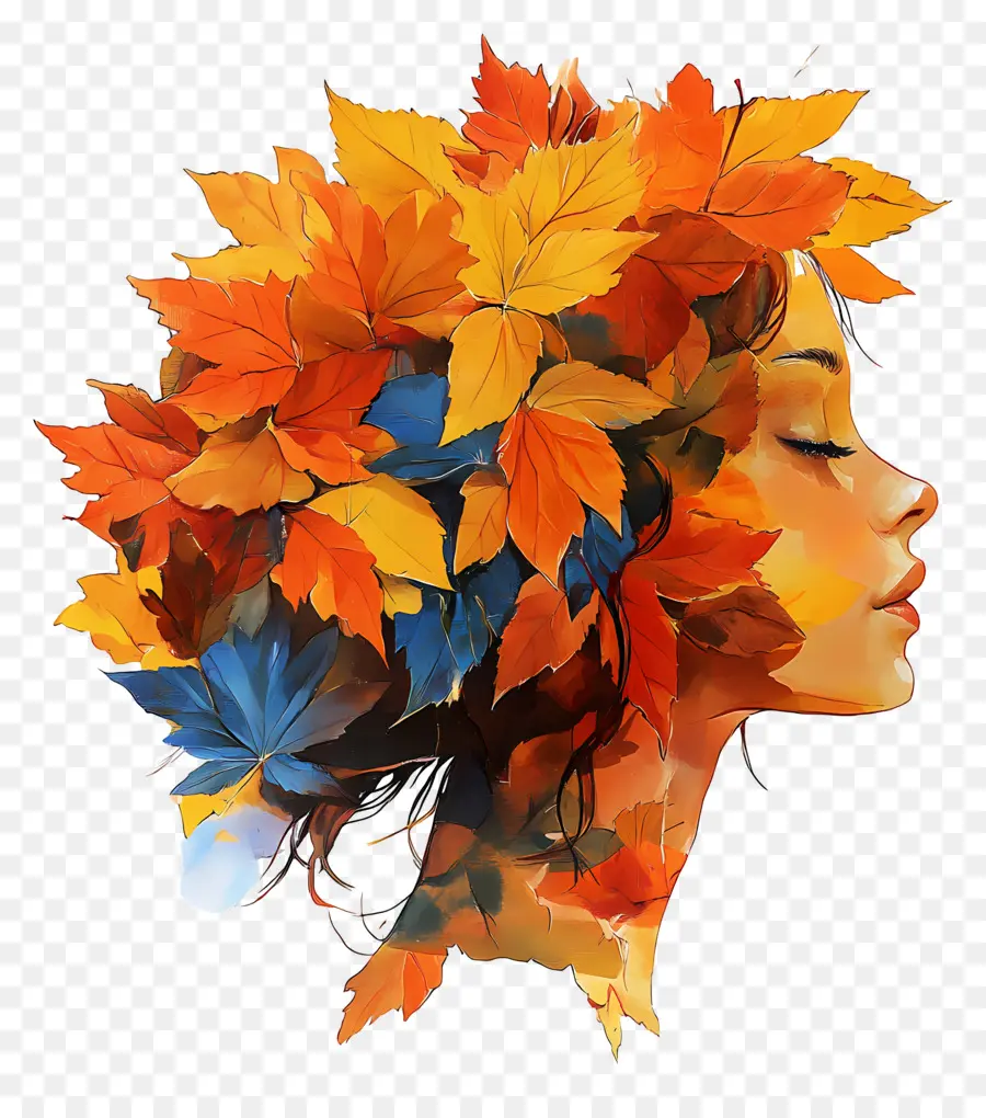 Fille D'automne，Feuilles D'automne PNG