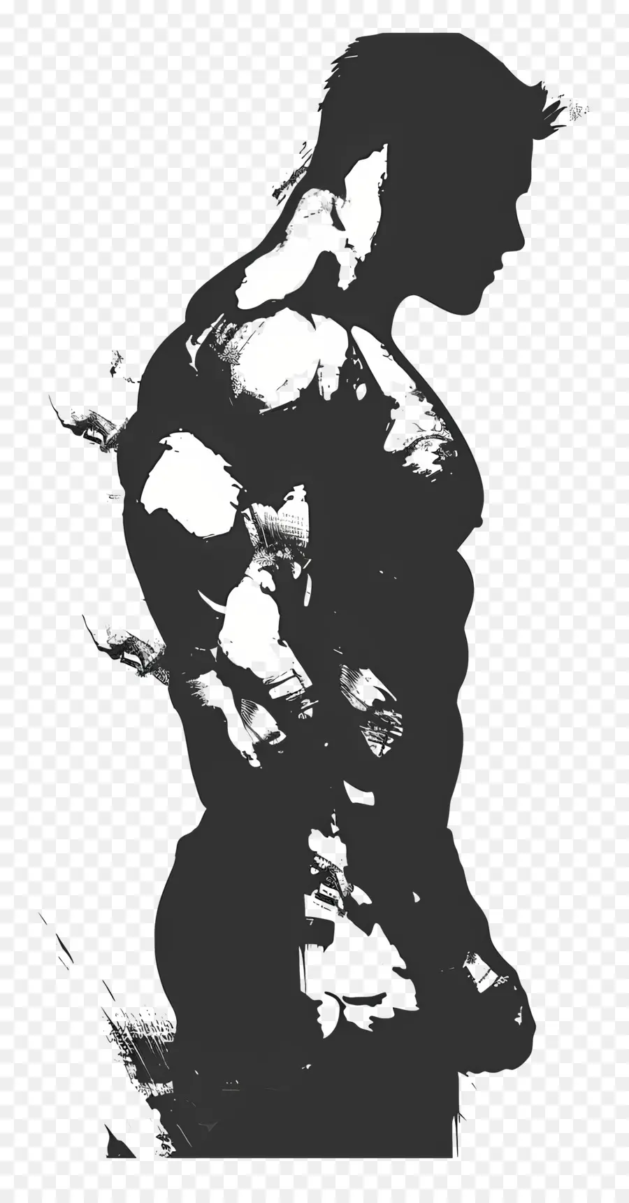 Silhouette D'homme Musclé，Silhouette Musclée PNG