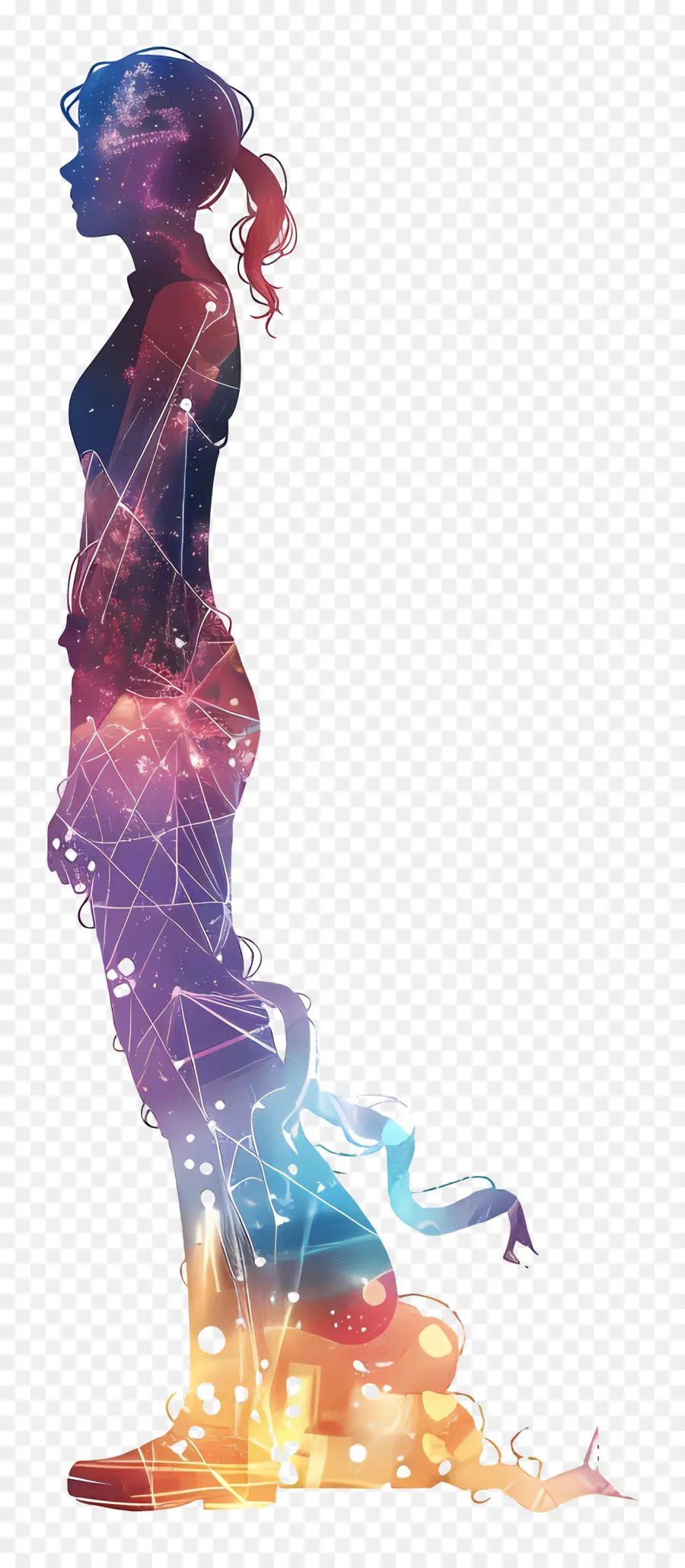 Silhouette De Femme Debout，Silhouette Colorée PNG