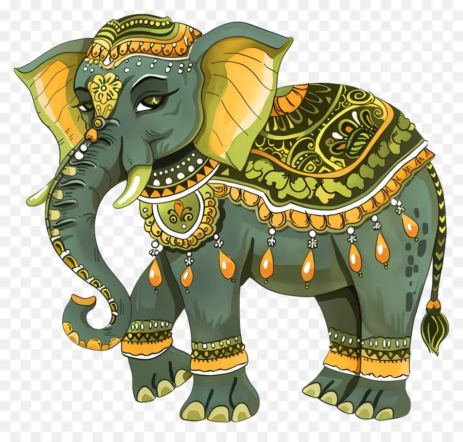 Éléphant Indien，Éléphant Décoré PNG