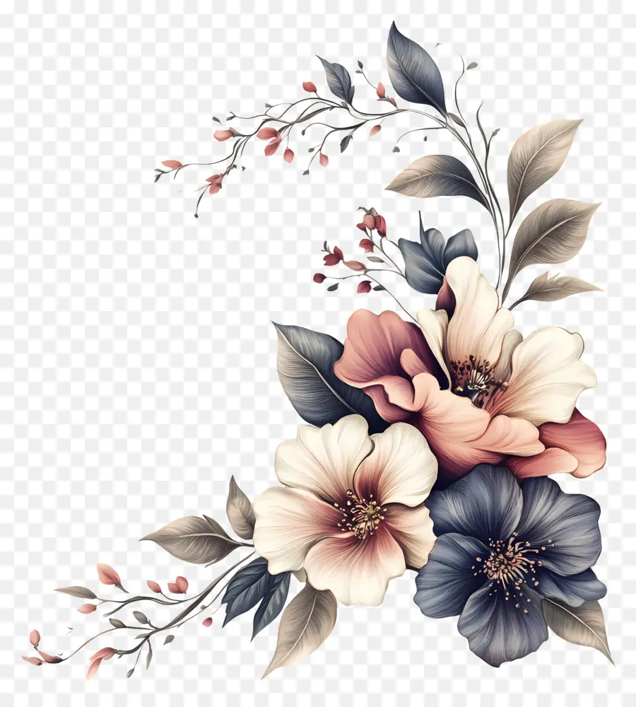 Coin Fleuri，Fleurs PNG