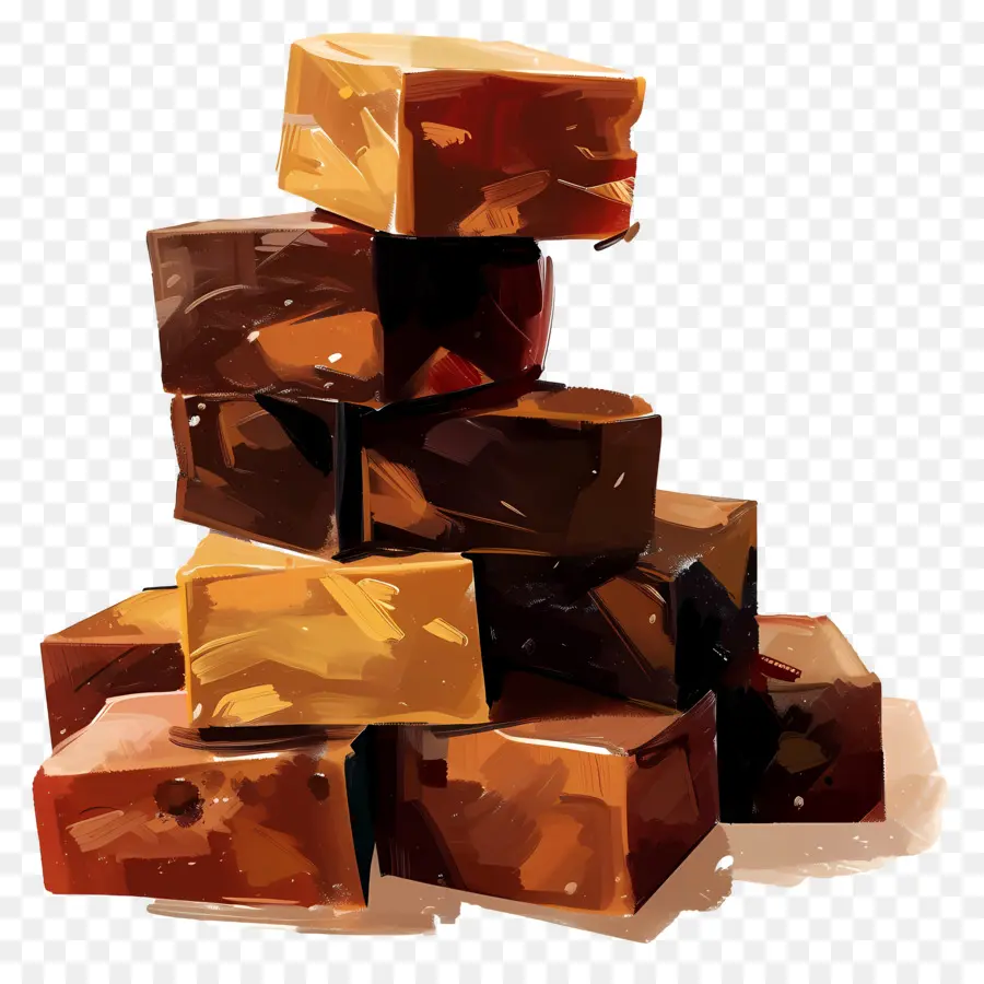 Pile De Fudge，Cubes De Chocolat PNG