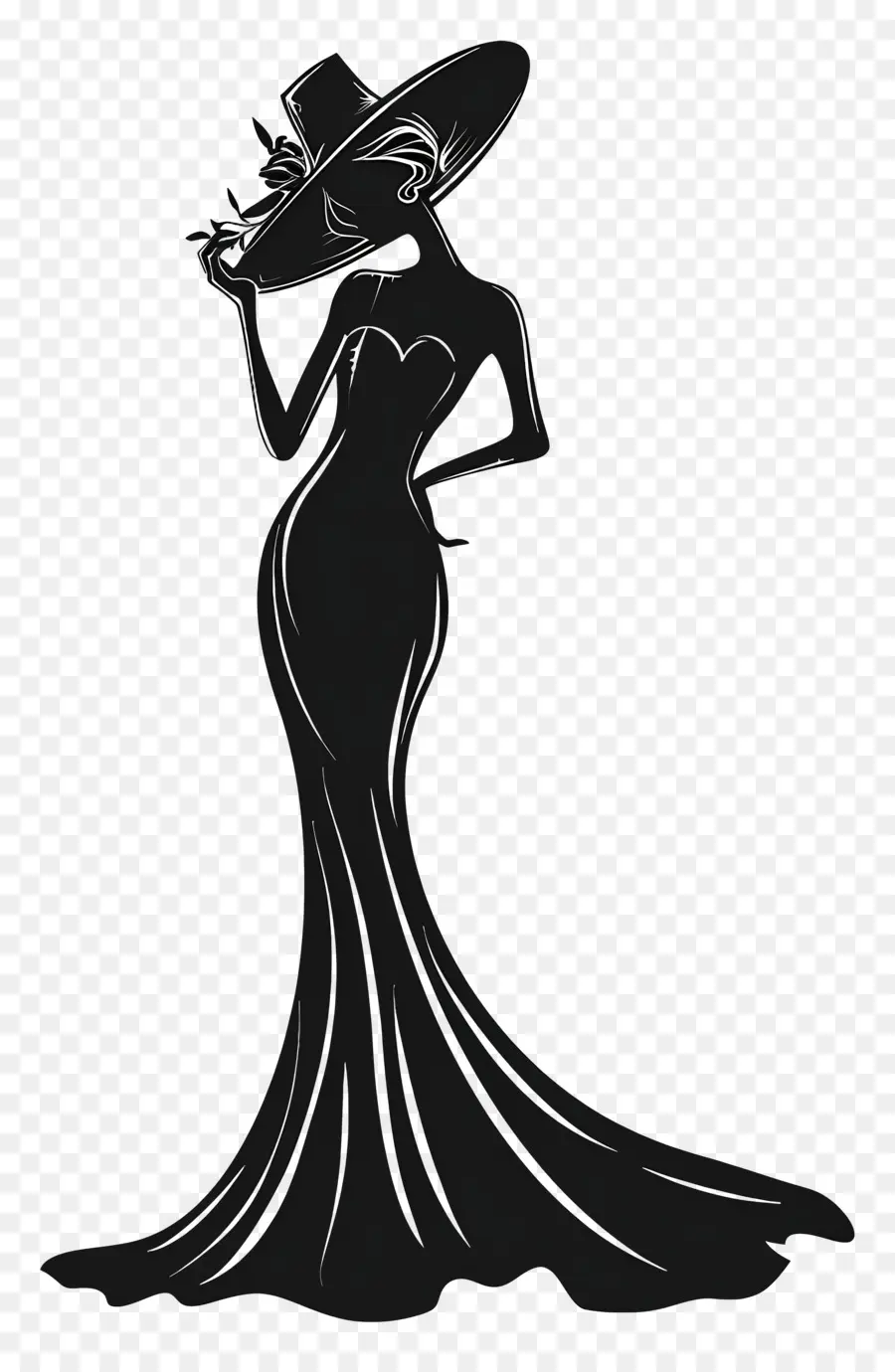 Silhouette De Femme élégante，Femme élégante En Robe PNG