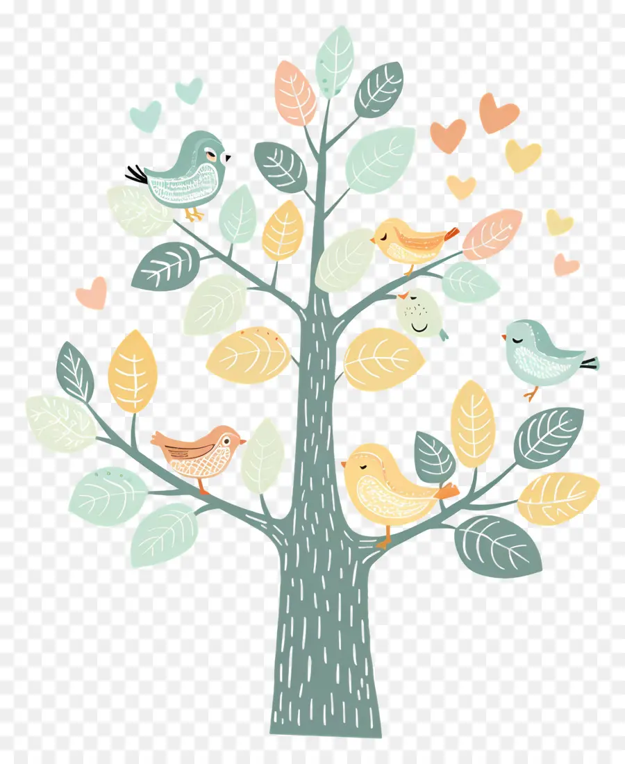 Arbre Avec Des Oiseaux，Arbre PNG