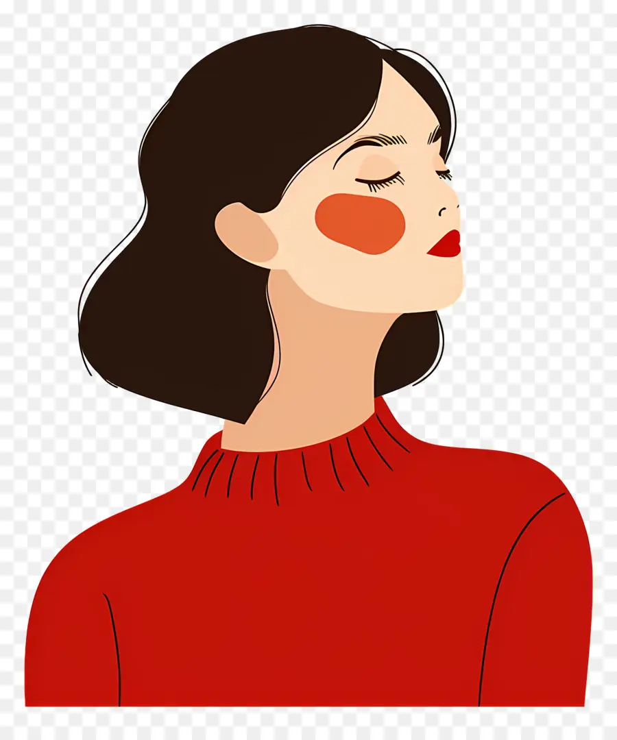 Femme En Rouge，Femme Aux Cheveux Bruns PNG