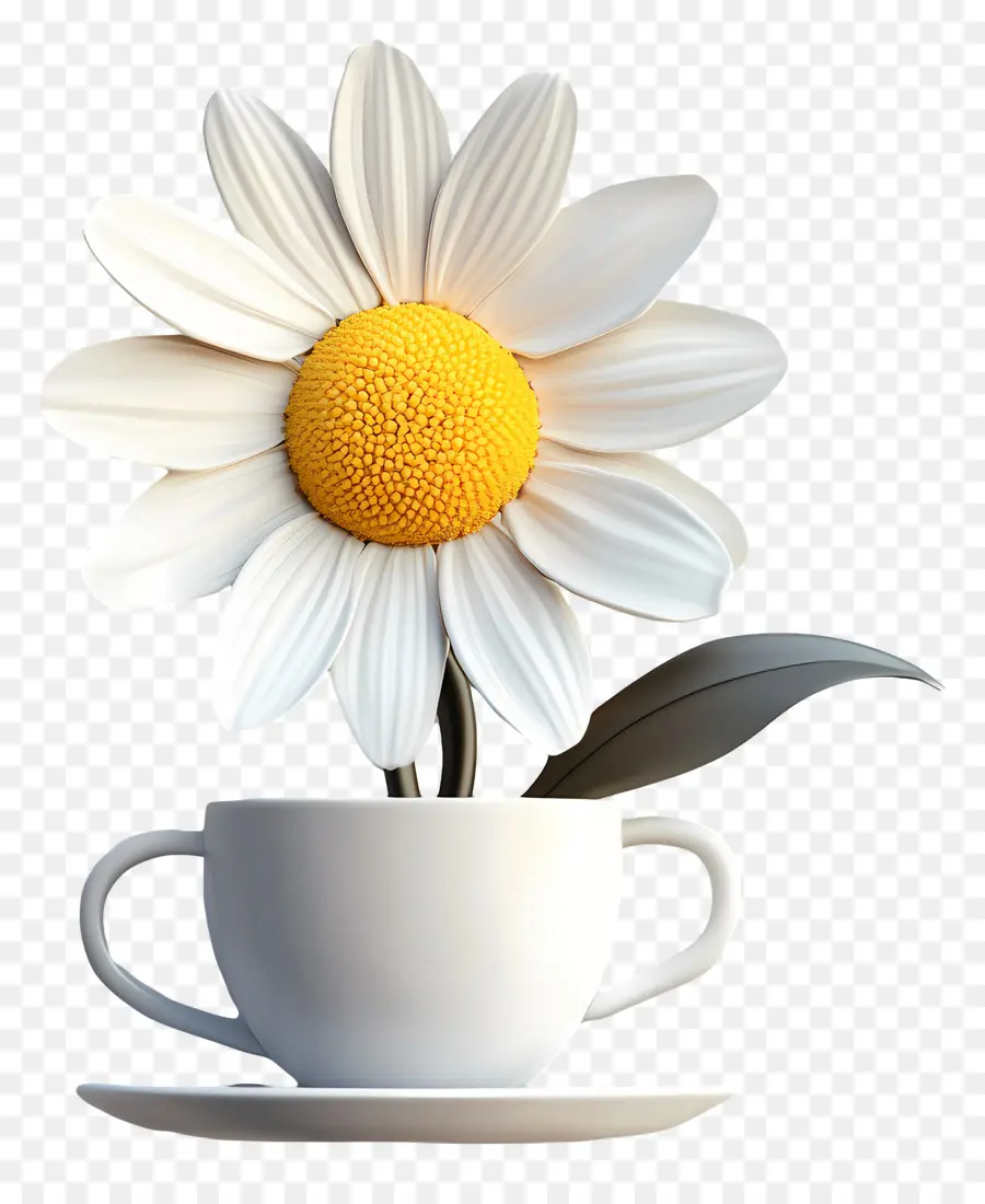 Bonjour，Marguerite Dans Une Tasse PNG