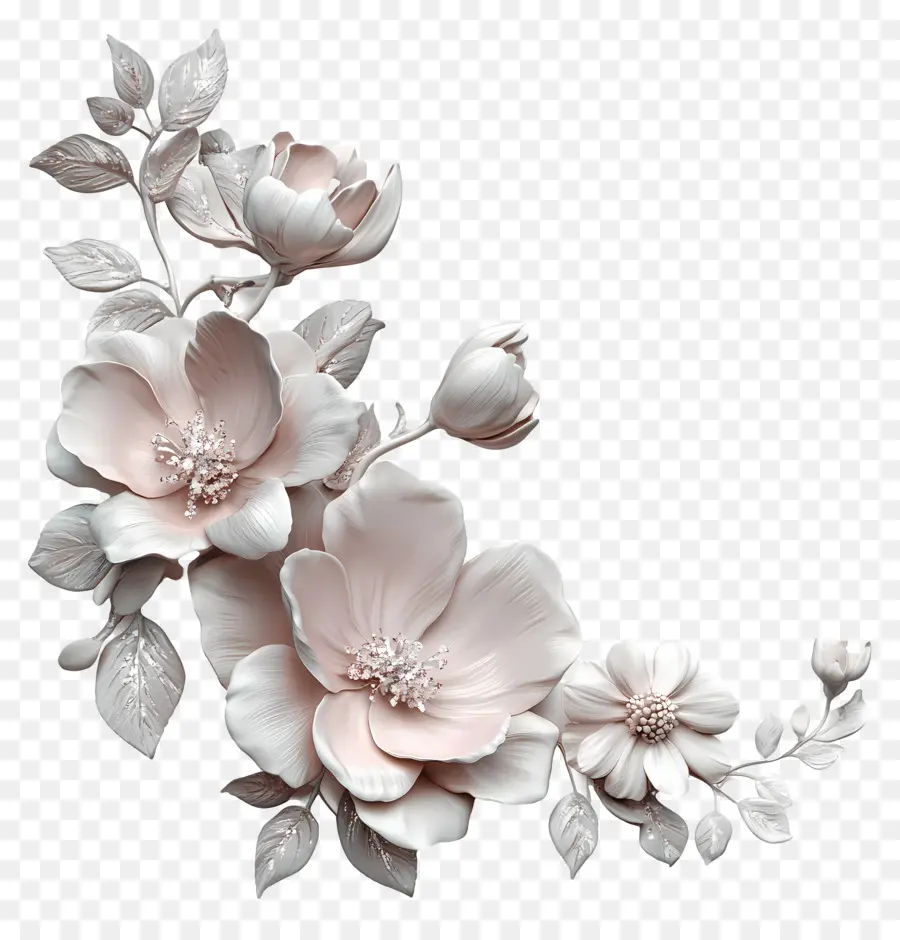 Coin，Fleurs Blanches PNG