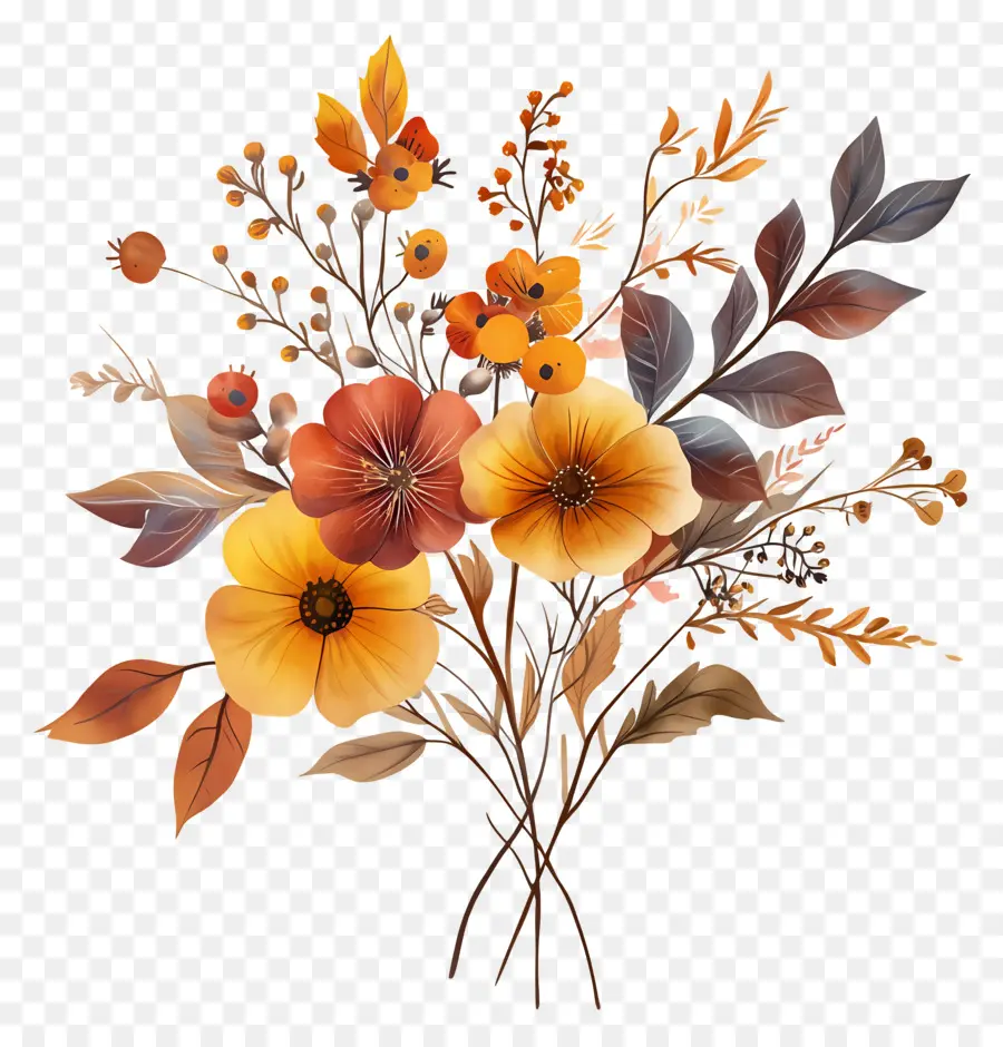 Fleurs D'automne，Composition Florale PNG