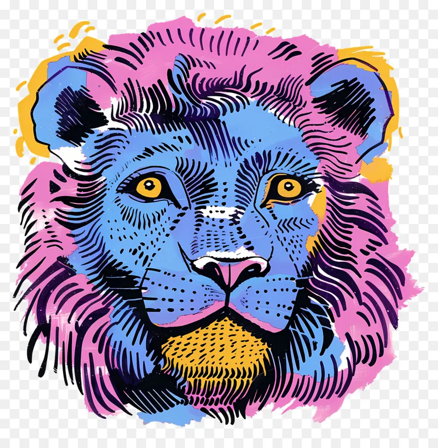 Lion Bleu，Lion Coloré PNG