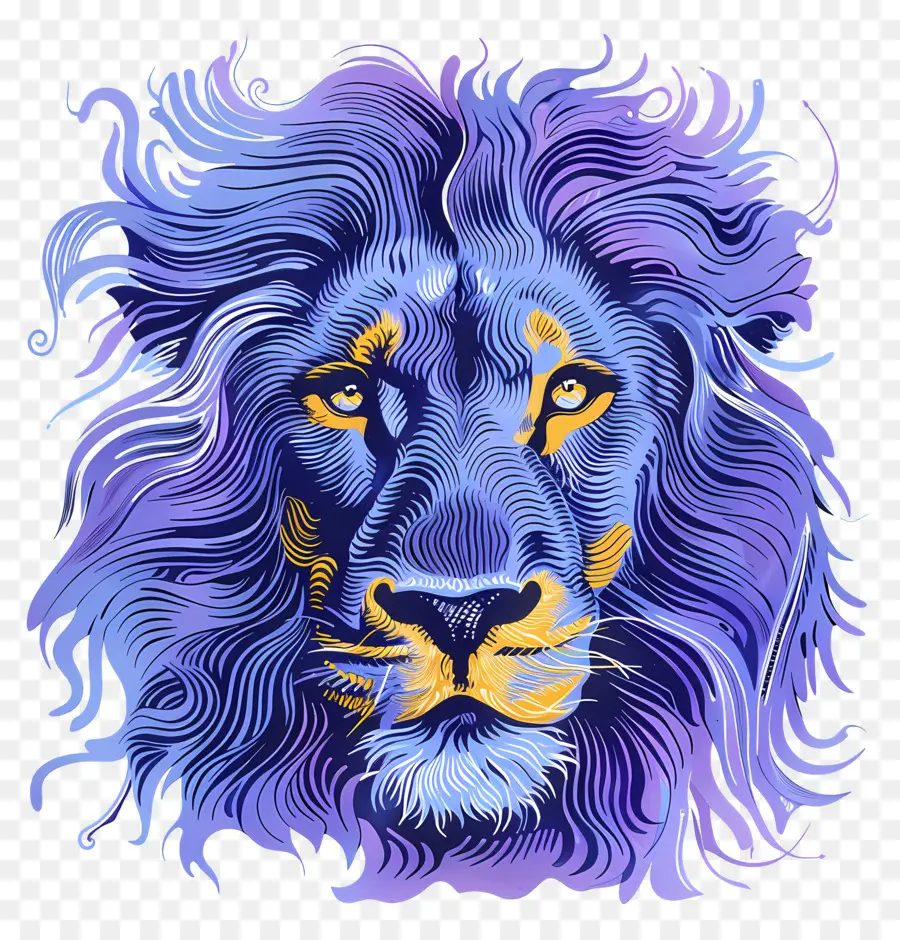 Lion Bleu，Lion Coloré PNG