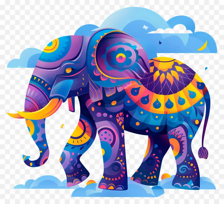 Éléphant Indien，Éléphant Coloré PNG