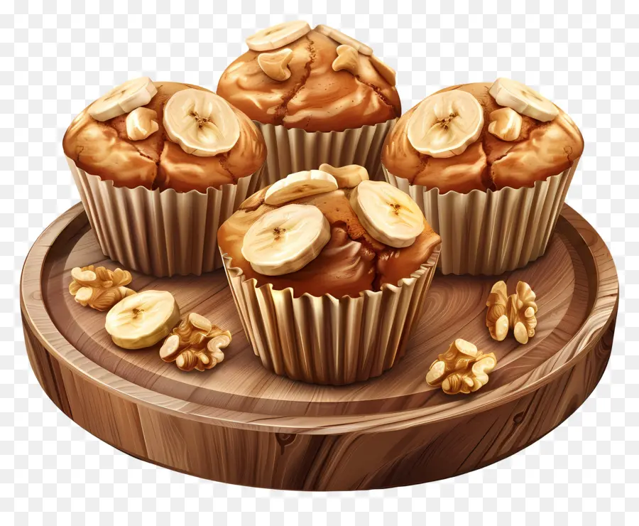 Muffins à La Banane Et Aux Noix，Muffins à La Banane PNG