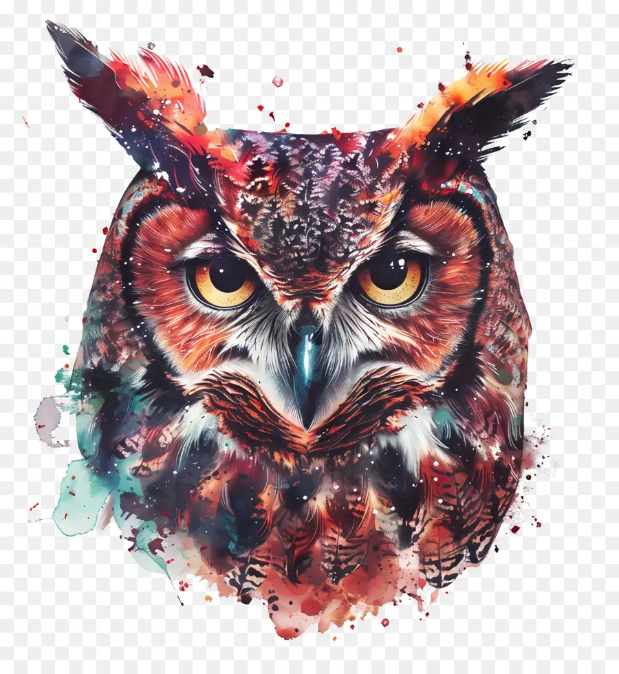 Chouette Aquarelle，Hibou Coloré PNG