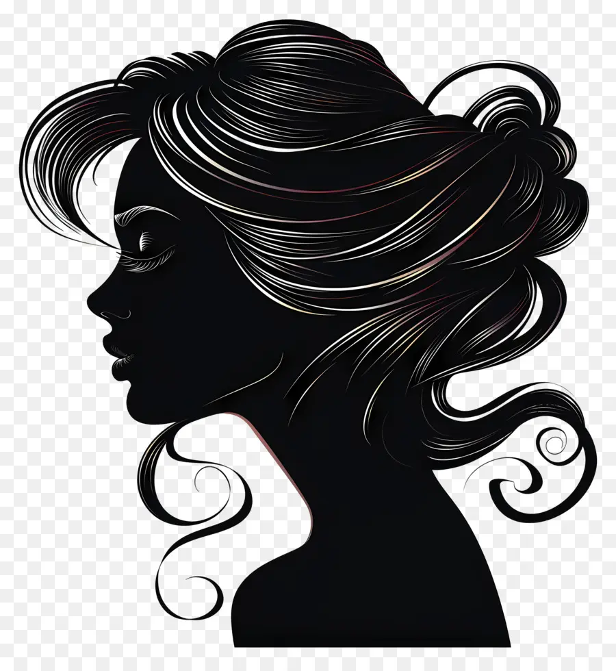 Silhouette De Femme élégante，Silhouette De Femme Aux Cheveux Longs PNG