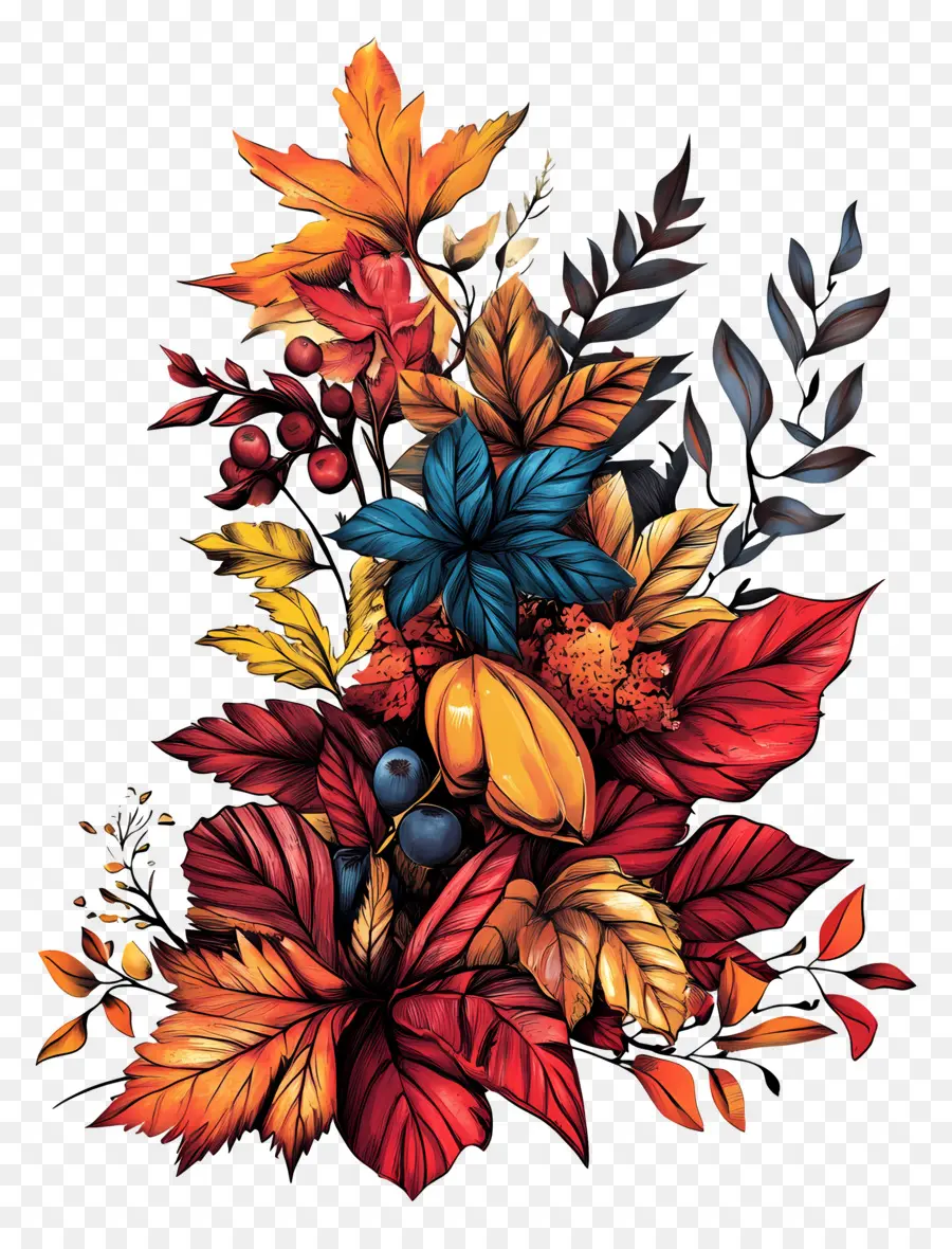 Peinture Murale D'automne，Feuilles D'automne PNG