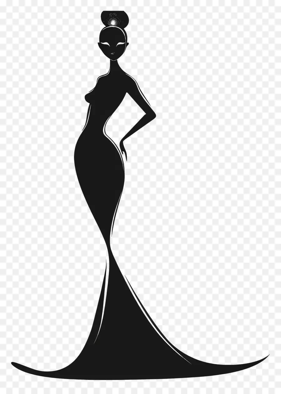 Silhouette De Femme élégante，Robe Noire PNG