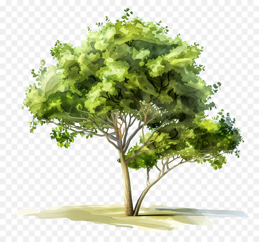 Arbre Aquarelle，Arbre Vert PNG