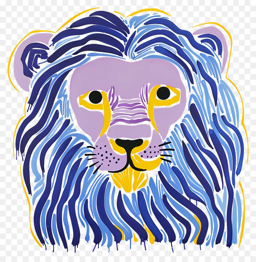 Lion Bleu，Lion Coloré PNG