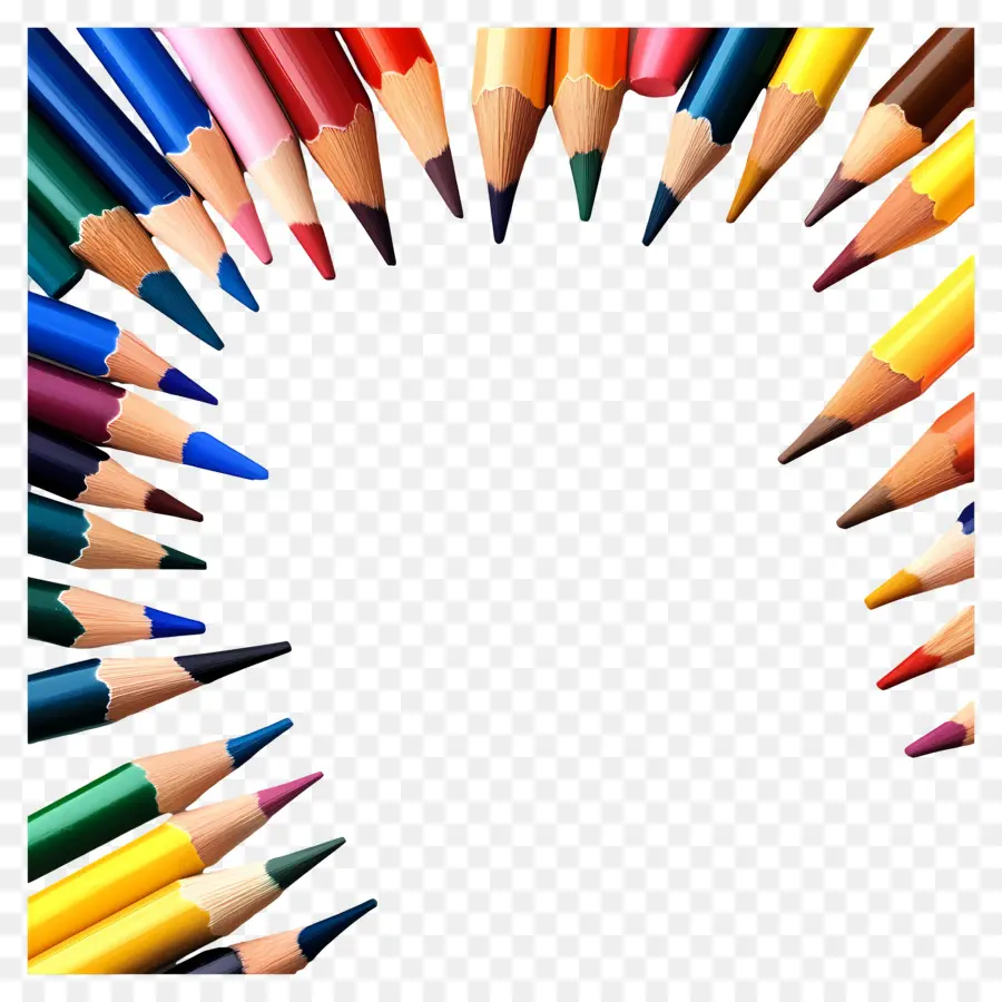 Cadre Scolaire，Crayons De Couleur PNG