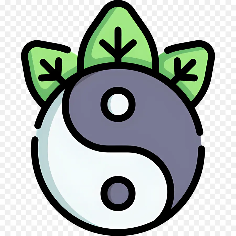 Yin Yang，Yin Yang Avec Des Feuilles PNG