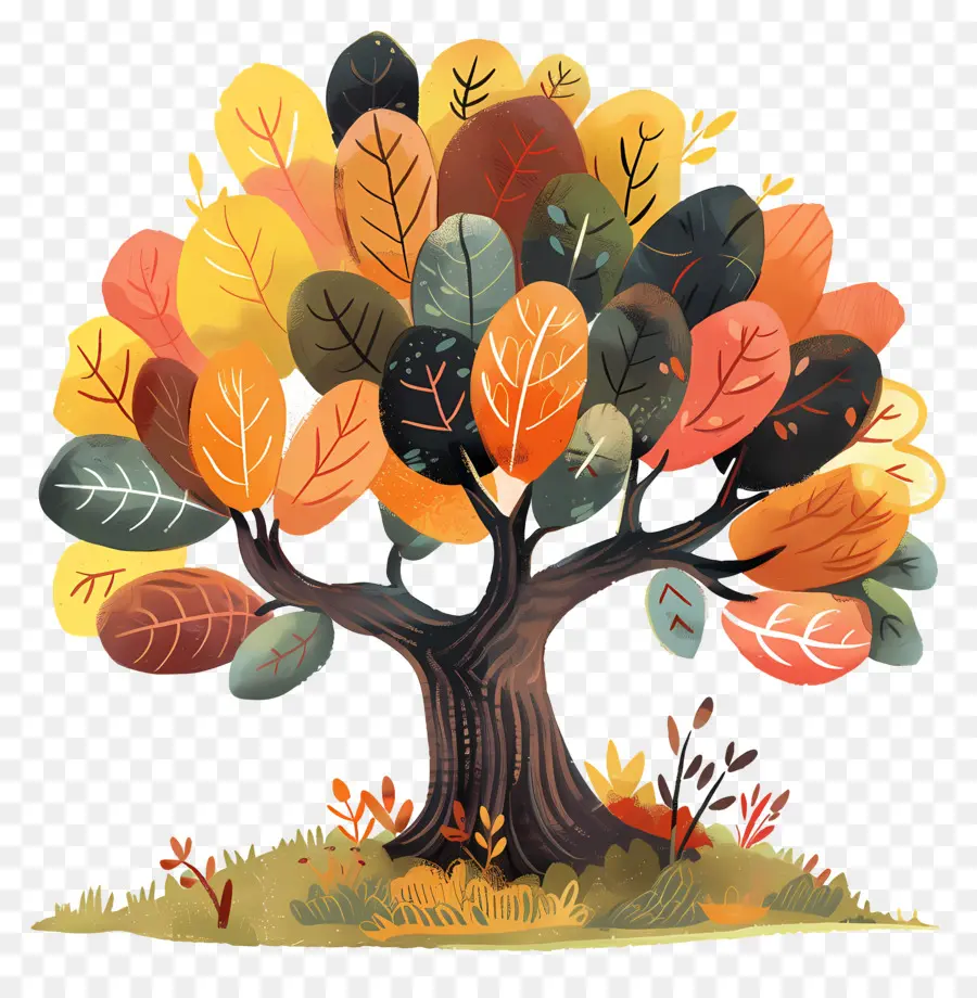 Arbre De Dessin Animé Mignon，Arbre Coloré PNG