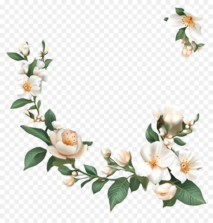 Coin Mariage，Fleurs Blanches PNG