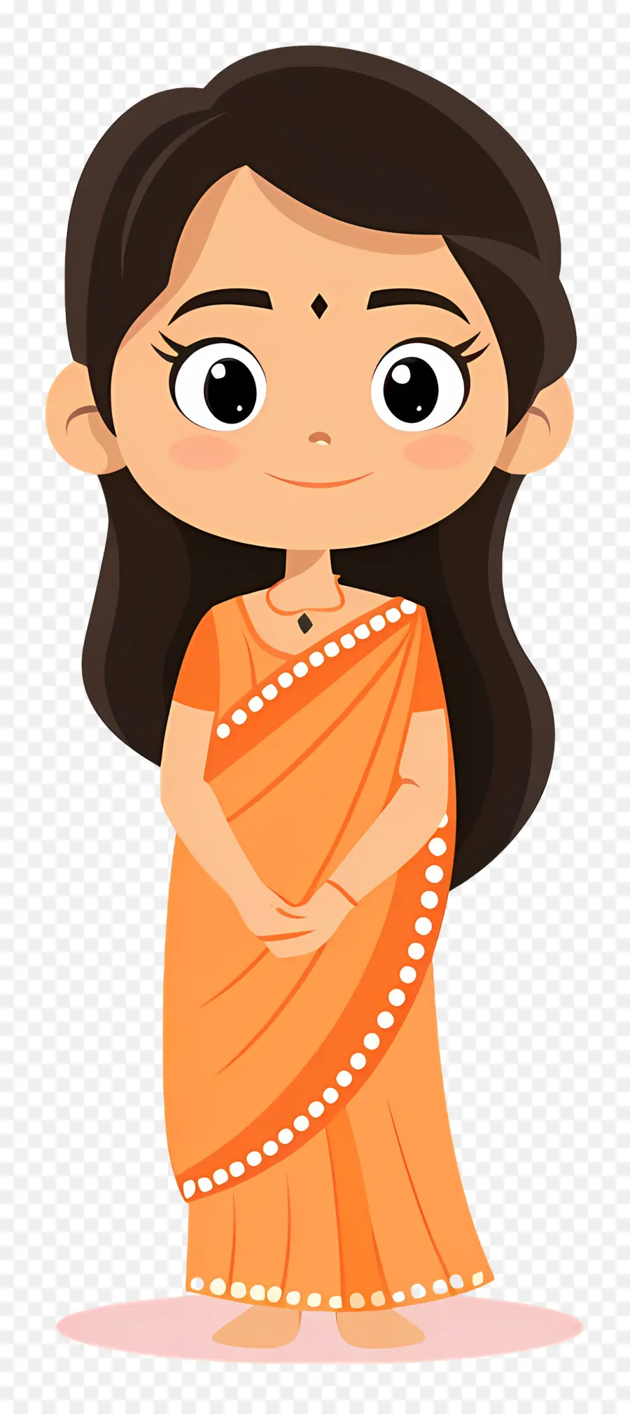 Fille En Sari，Fille En Sari Orange PNG