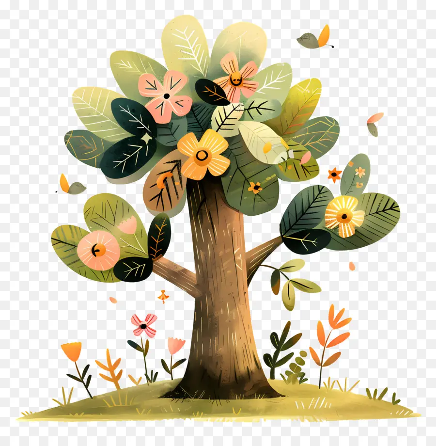 Arbre De Dessin Animé Mignon，Arbre Coloré PNG