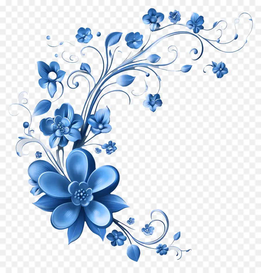 Bleu，Motif Floral Bleu PNG